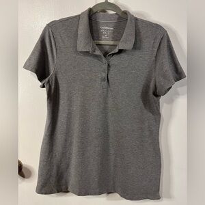 Croft & Barrow Heather Gray Fitted Buttoned Polo Top